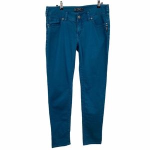 Silver Jeans Suki Skinny in Teal color, Sz 30/31 low rise